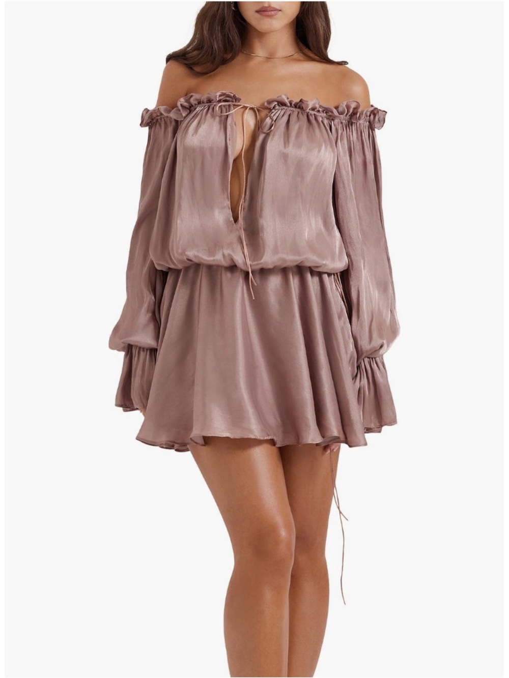 House of CB CHAYA Hazelnut Off Shoulder Dress